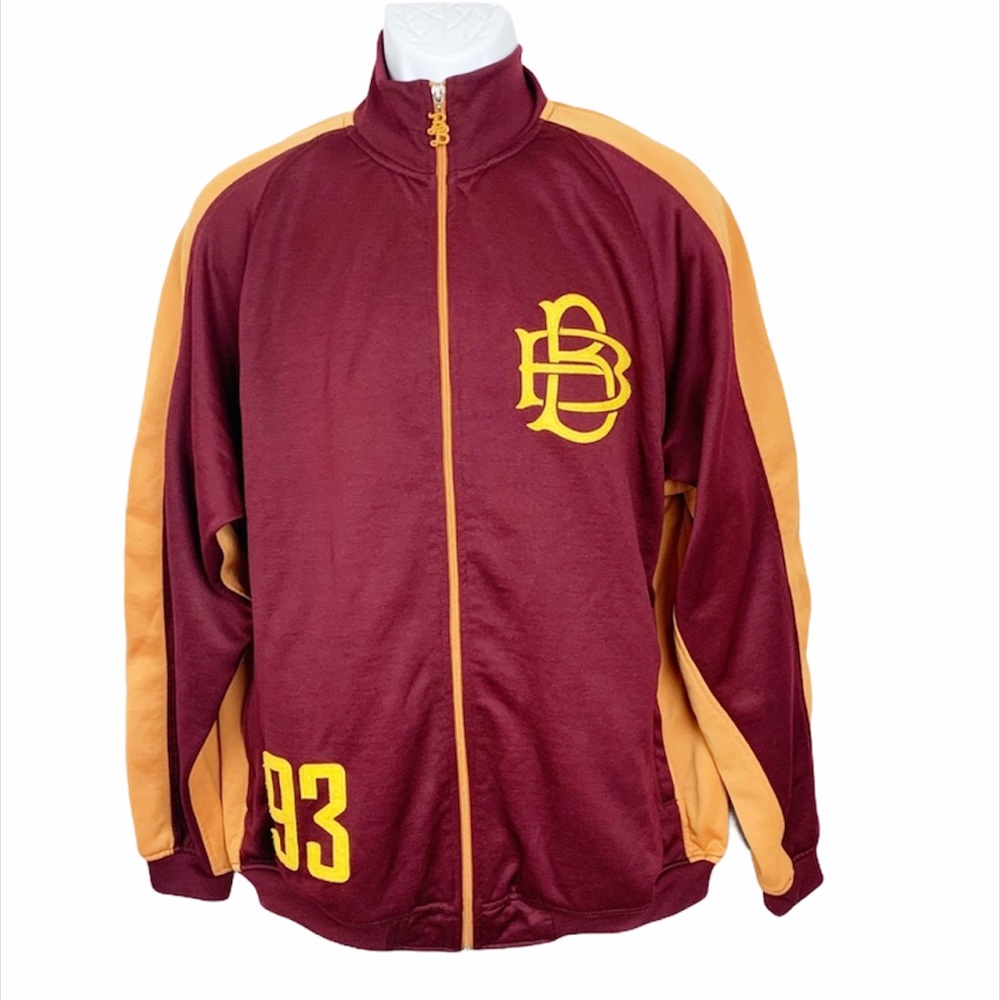Bad Boy Jacket Men Medium Maroon Gold Zip Up Hiphop Track Vintage 90s Y2K